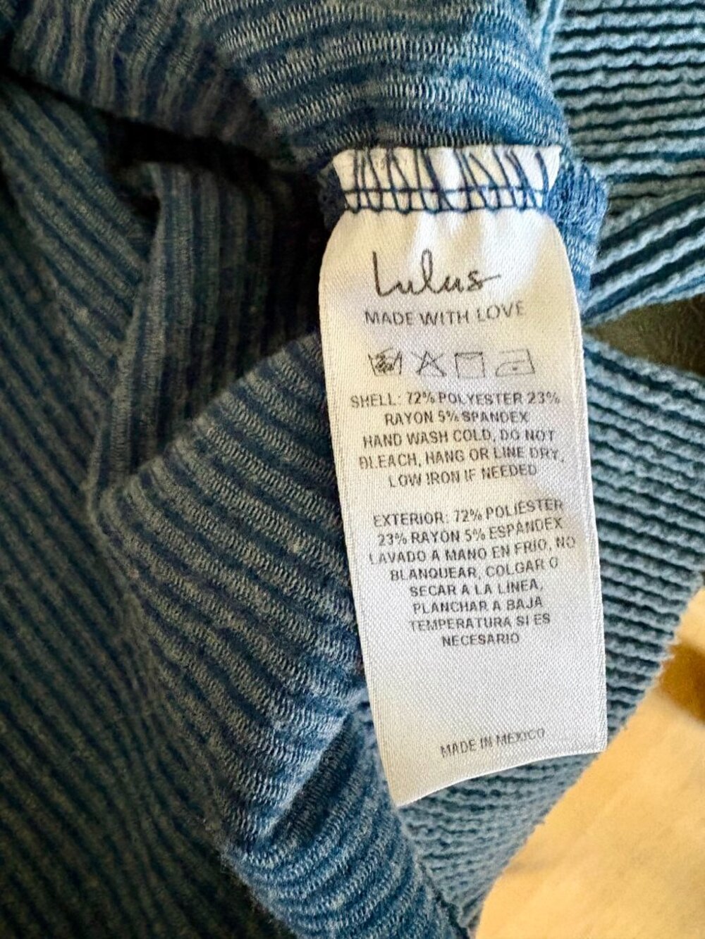 Lulus Slate Blue Textured Ribbed Long Sleeve Crop Top - Picture 6 of 6